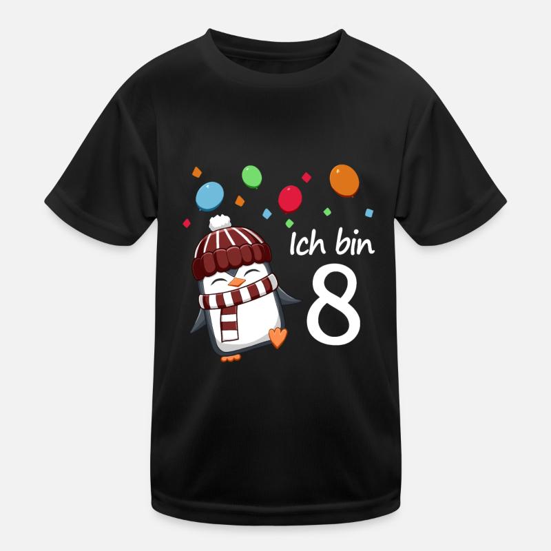 Ich bin 8 Pinguin Geburstag Design Kinder Funktions-T-Shirt