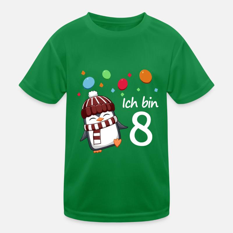 Ich bin 8 Pinguin Geburstag Design Kinder Funktions-T-Shirt