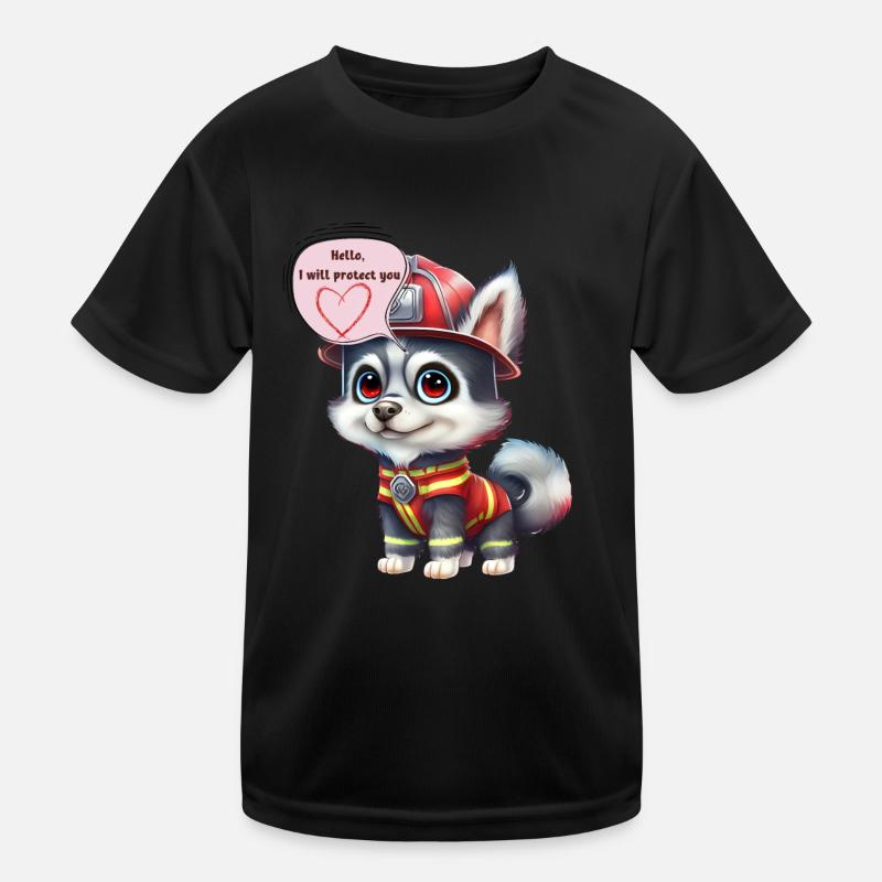 Firefighter, i will protect you, husky Kids Functional T-Shirt