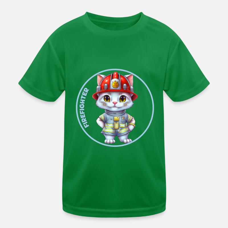 Pompier, chat doux T-shirt sport Enfant