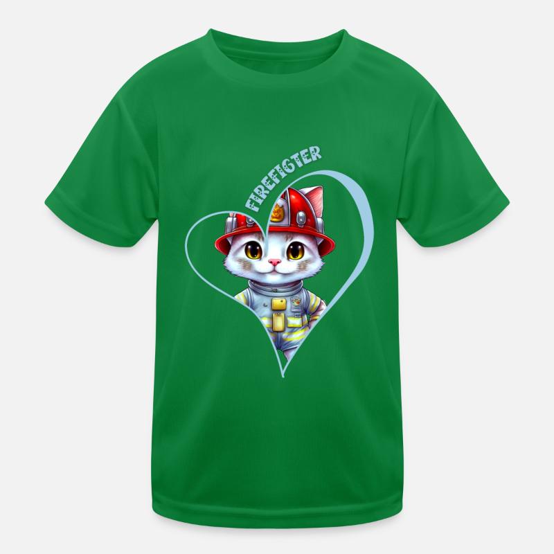 Pompier, chat doux T-shirt sport Enfant