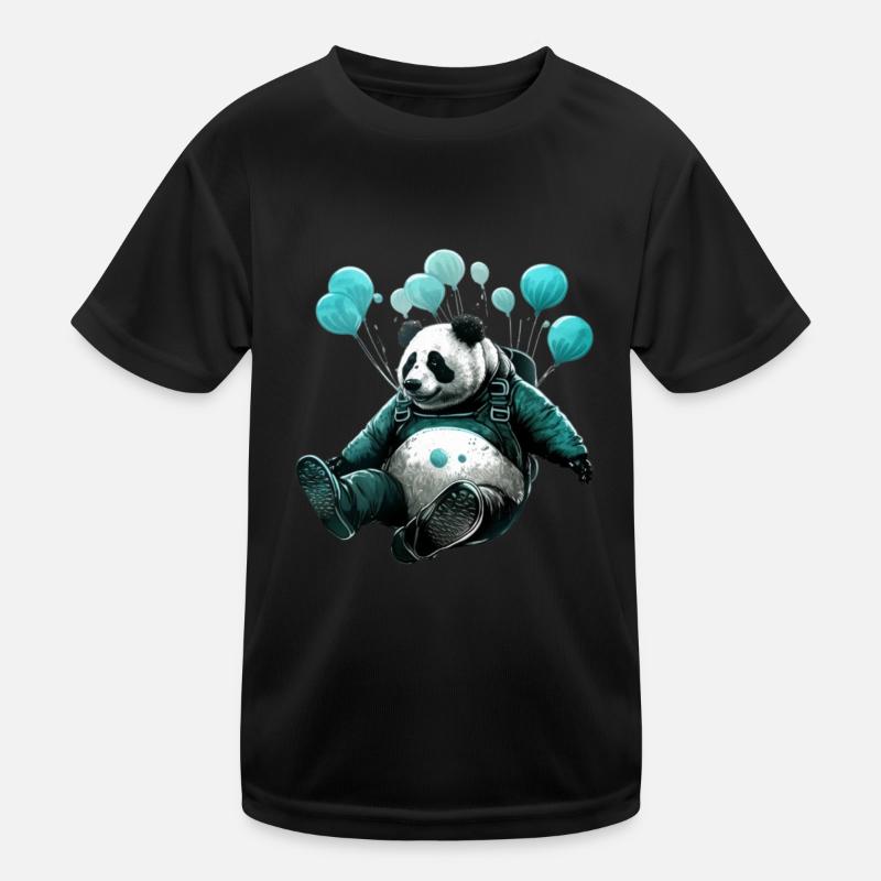 Skydiving Panda - Kids Functional T-Shirt - black