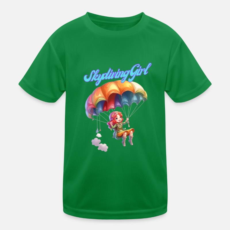 Fallschirmspringendes Mädchen Kinder Funktions-T-Shirt
