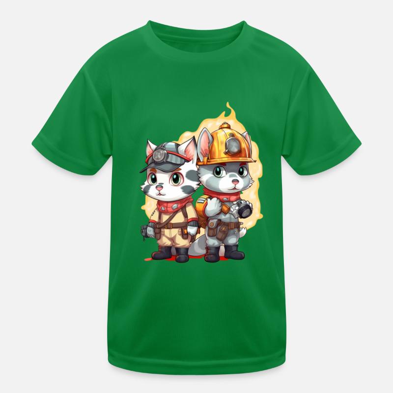 Pompier, chats mignons T-shirt sport Enfant