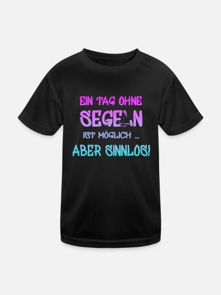 Segeln - Kinder Funktions-T-Shirt - Schwarz - Vorne