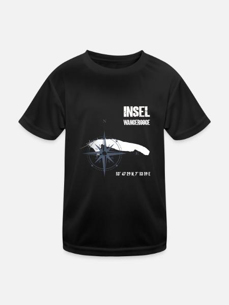 Wangerooge Nordsee Insel Koordinaten Karte Urlaub - Kinder Funktions-T-Shirt - Schwarz - Vorne