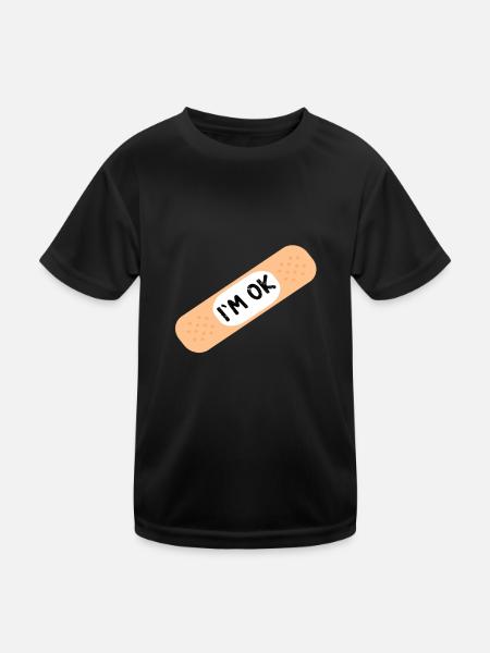 Trostpflaster I`M OK Heftpflaster - Kinder Funktions-T-Shirt - Schwarz - Vorne
