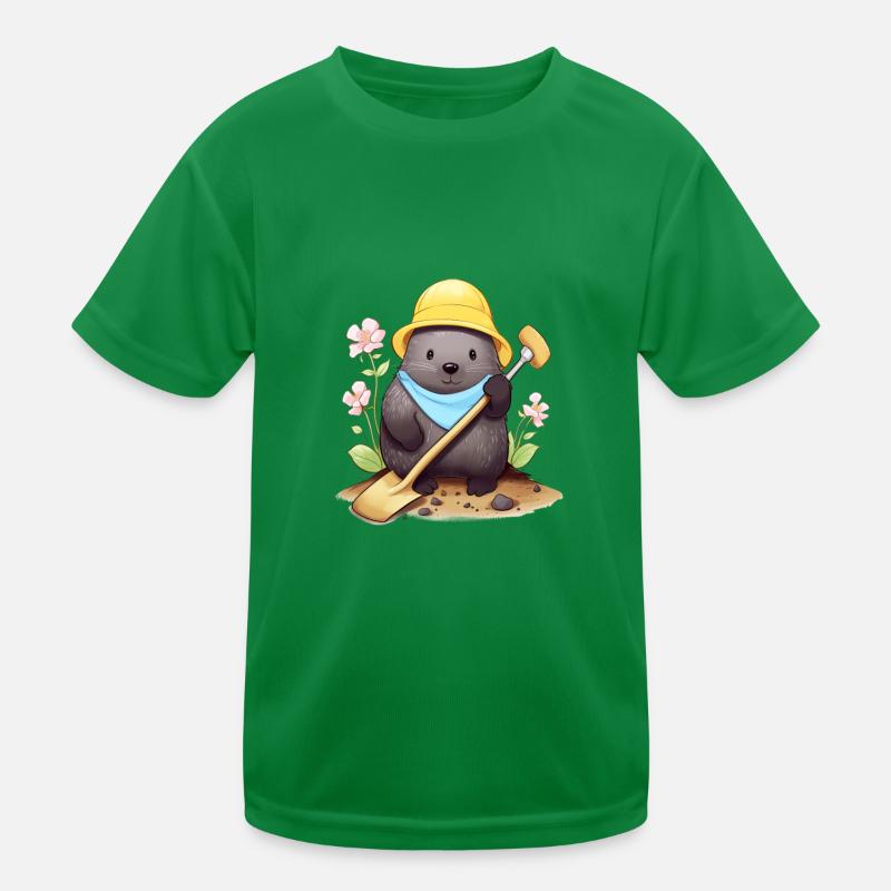 Fröhlicher Comic Maulwurf Kinder Funktions-T-Shirt