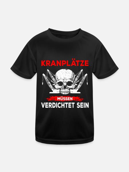 Kranführer Beruf Kranfahrer Kran Spruch lustig - Kinder Funktions-T-Shirt - Schwarz - Vorne