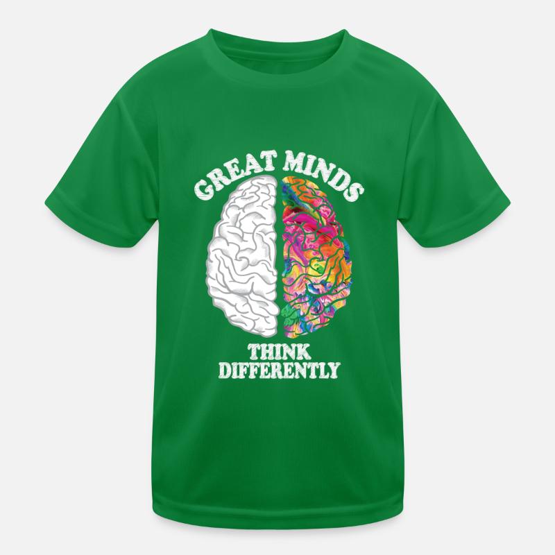 Große Köpfe denken anders Kreatives Gehirn Kinder Funktions-T-Shirt