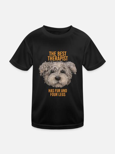 HUND DER BESTE THERAPEUT - Kinder Funktions-T-Shirt - Schwarz - Vorne