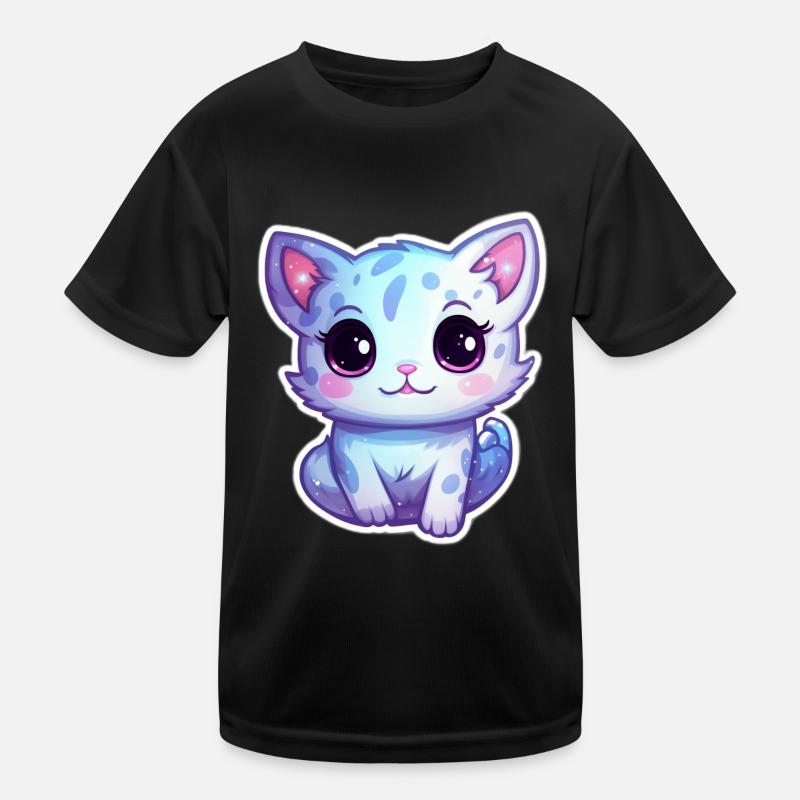 "Spacebound Kitty: Adorable Cartoon in Orbit" - Kinder Funktions-T-Shirt - Schwarz
