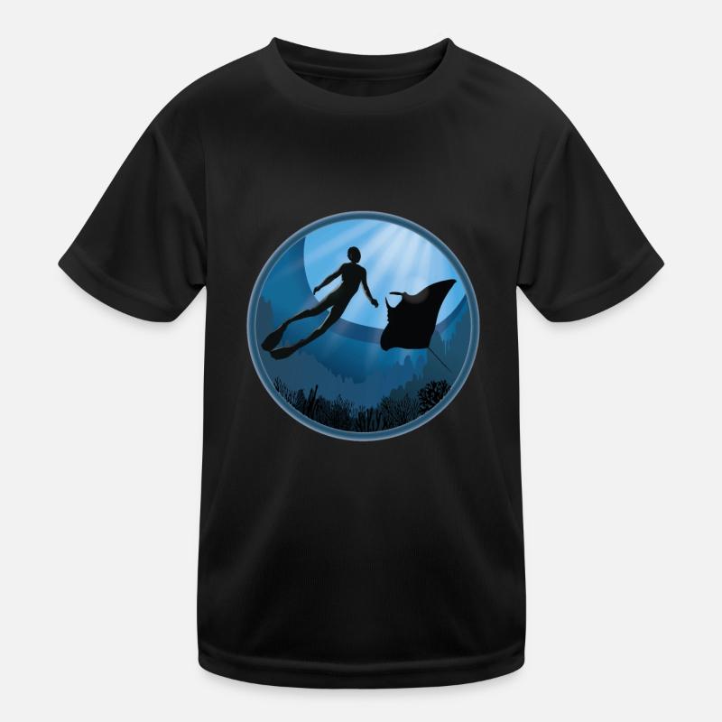 Tauchen mit Mantarochen Kinder Funktions-T-Shirt