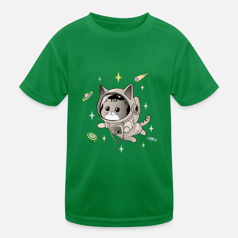 Astronautenkatze im All Kinder Funktions-T-Shirt