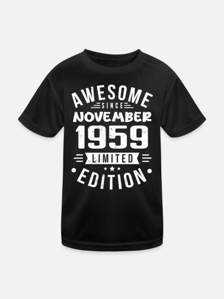 November 1959 Geschenkidee Legende November 1959 - Kinder Funktions-T-Shirt - Schwarz - Vorne
