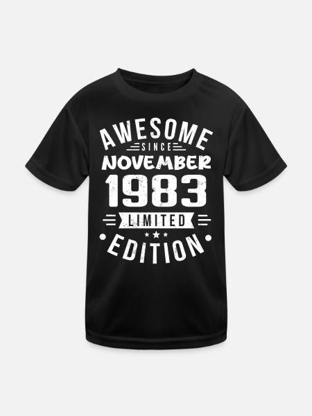 November 1983 Geschenkidee Legende November 1983 - Kinder Funktions-T-Shirt - Schwarz - Vorne