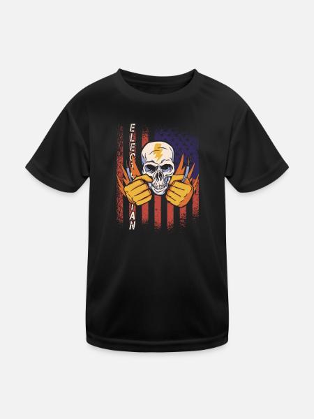 Lustiger Elektrischer Arbeiter-schädel - Kinder Funktions-T-Shirt - Schwarz - Vorne