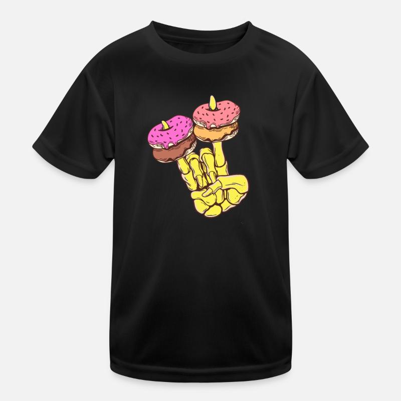 Skeletthand Mit Donat Kinder Funktions-T-Shirt