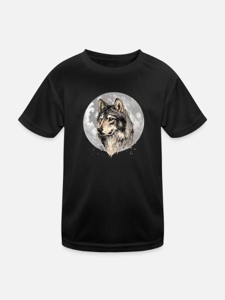 Wolf Squad Ein Wolf Geht Zurück Und Heult Den Mond - Kinder Funktions-T-Shirt - Schwarz
