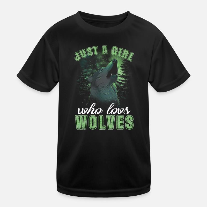 Nur Ein Mädchen, Das Wölfe Liebt Wolfsliebe Kinder Funktions-T-Shirt