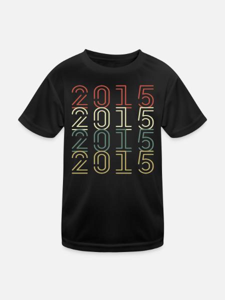 Original 2015 Jahrgang Vintage Geburtstag Retro - Kinder Funktions-T-Shirt - Schwarz - Vorne