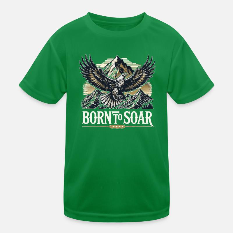 Mountains Nature And Eagle Born To Soar Kinder Funktions-T-Shirt