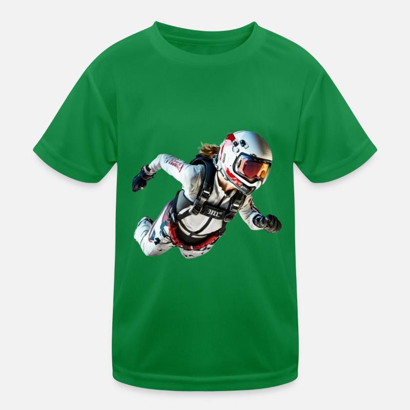 Fallschirmspringendes Mädchen Kinder Funktions-T-Shirt
