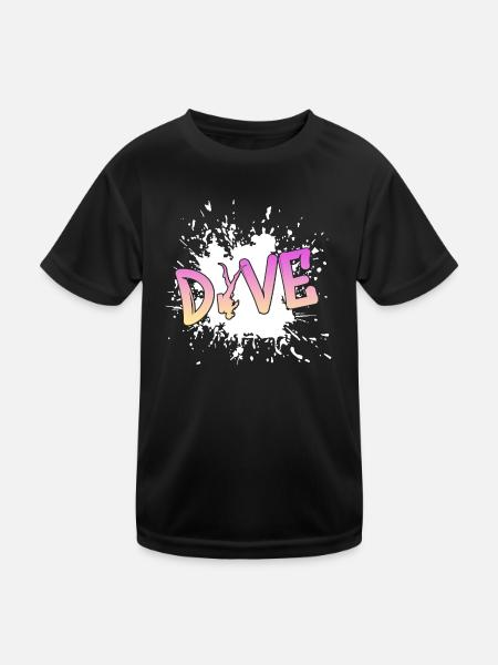 tauchen diving - Kinder Funktions-T-Shirt - Schwarz - Vorne