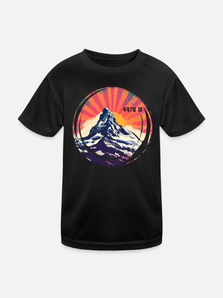 Matterhorn Höhe Wandern Zermatt Andenken Geschenk - Kinder Funktions-T-Shirt - Schwarz - Vorne