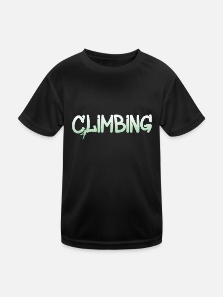 Climbing Bouldern Klettern - Kinder Funktions-T-Shirt - Schwarz - Vorne