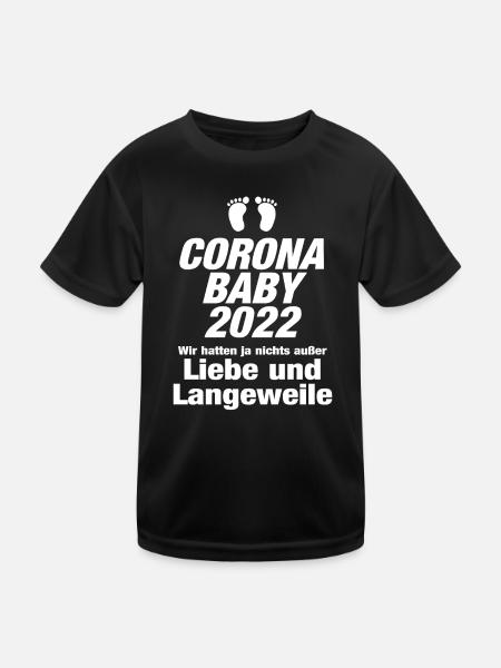 Corona Baby 2022 Liebe Langeweile Virus Babyfüße - Kinder Funktions-T-Shirt - Schwarz - Vorne