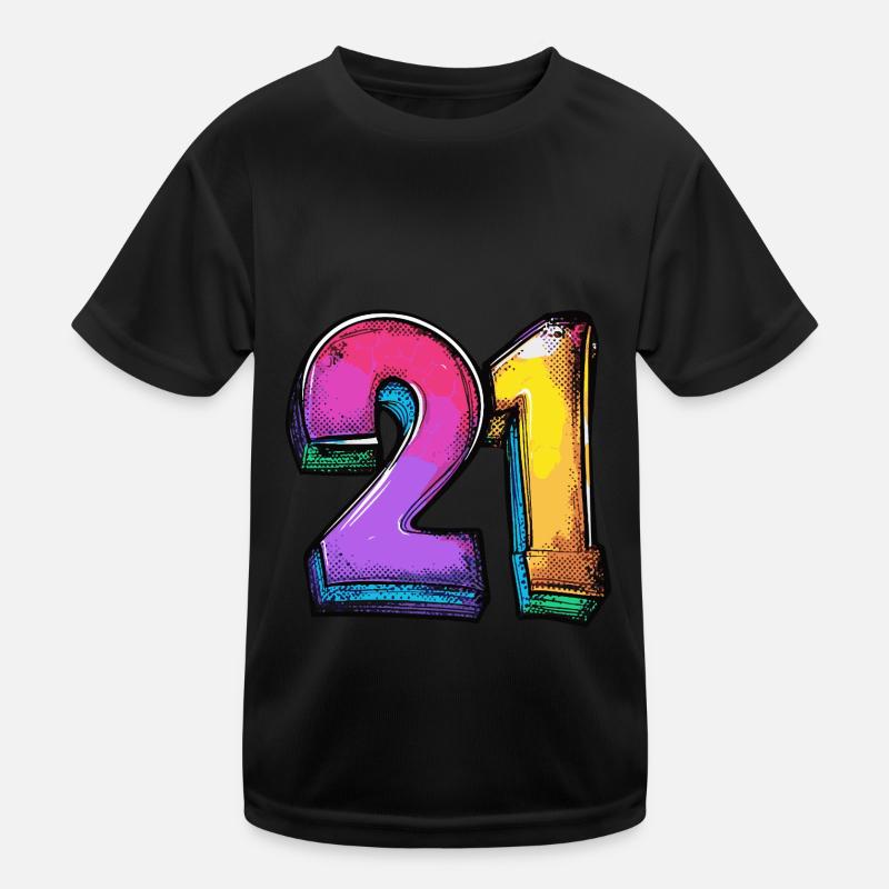 21 Zahl Bunt Kinder Funktions-T-Shirt