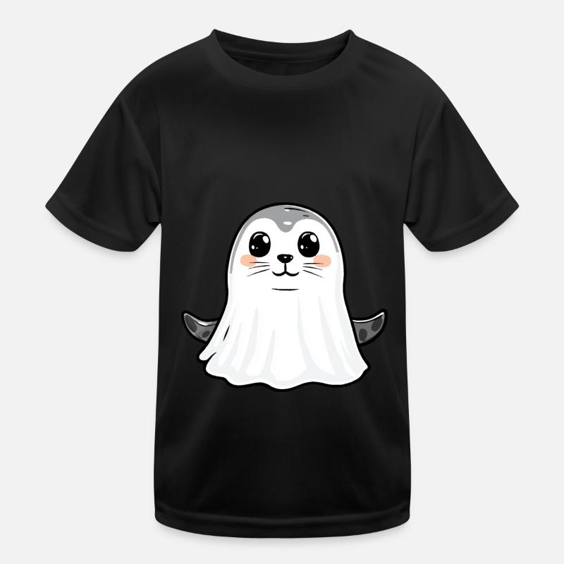 Robbe Tier Halloween Comic Geist Kinder Funktions-T-Shirt