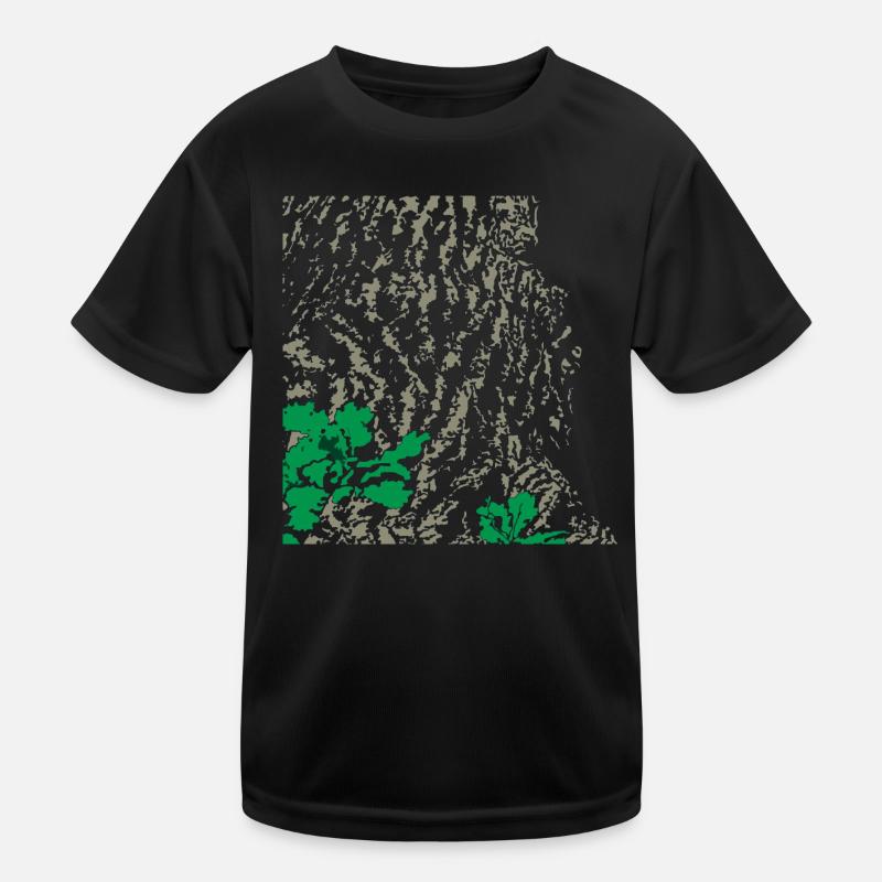 Eiche Eichenbaum Rinde - Kinder Funktions-T-Shirt - Schwarz