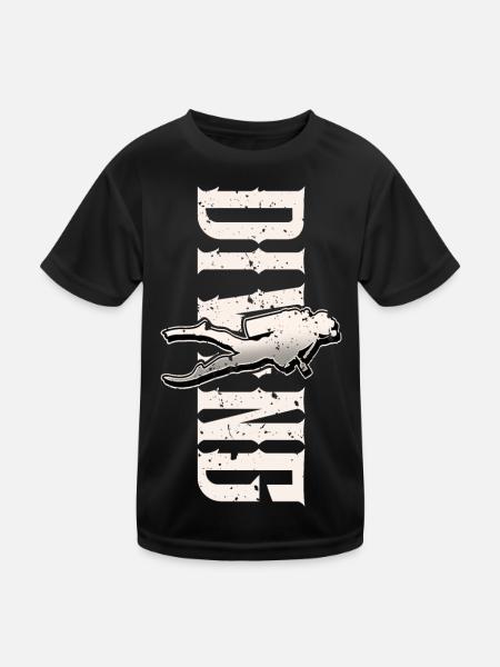 Tauchen Taucher - Kinder Funktions-T-Shirt - Schwarz - Vorne