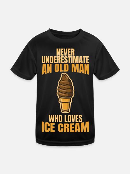 Never underestimate old ice cream lovers - Kids Functional T-Shirt - black - Front