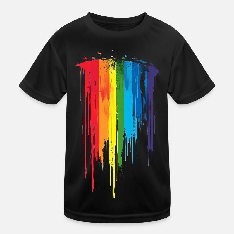 Subtle and Cool Dripping Pride Flag Rainbow Design Kids Functional T-Shirt