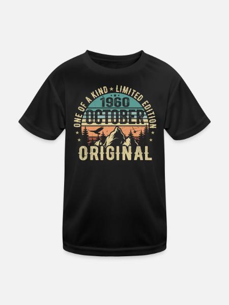 Oktober 1960 Geburtstagsgeschenk - Oktober 1960 - Kinder Funktions-T-Shirt - Schwarz - Vorne