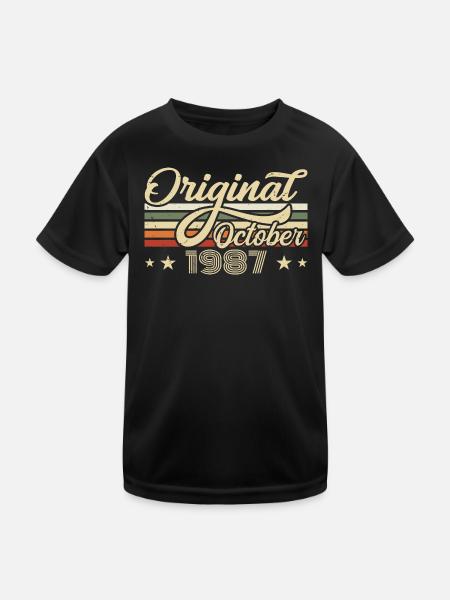 October 1987 Birthday in October - October 1987 - Kids Functional T-Shirt - black - Front