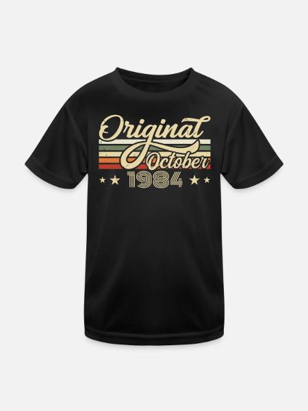 October 1984 Birthday in October - October 1984 - Kids Functional T-Shirt - black - Front