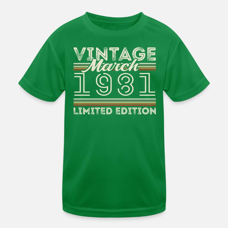 March 1981 Vintage 1981 Birthday Gift March Kids Functional T-Shirt