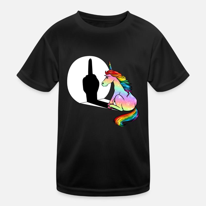 Mittelfinger Einhorn Mittelfinger Kinder Funktions-T-Shirt