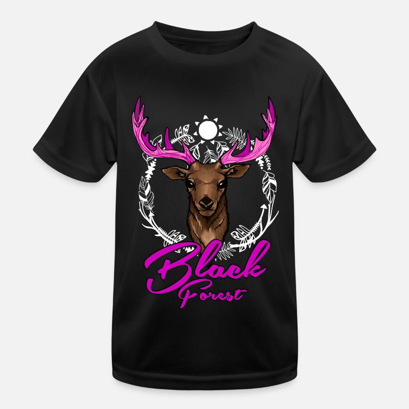Black Forest Hirsch mit pinkem Geweih Kinder Funktions-T-Shirt