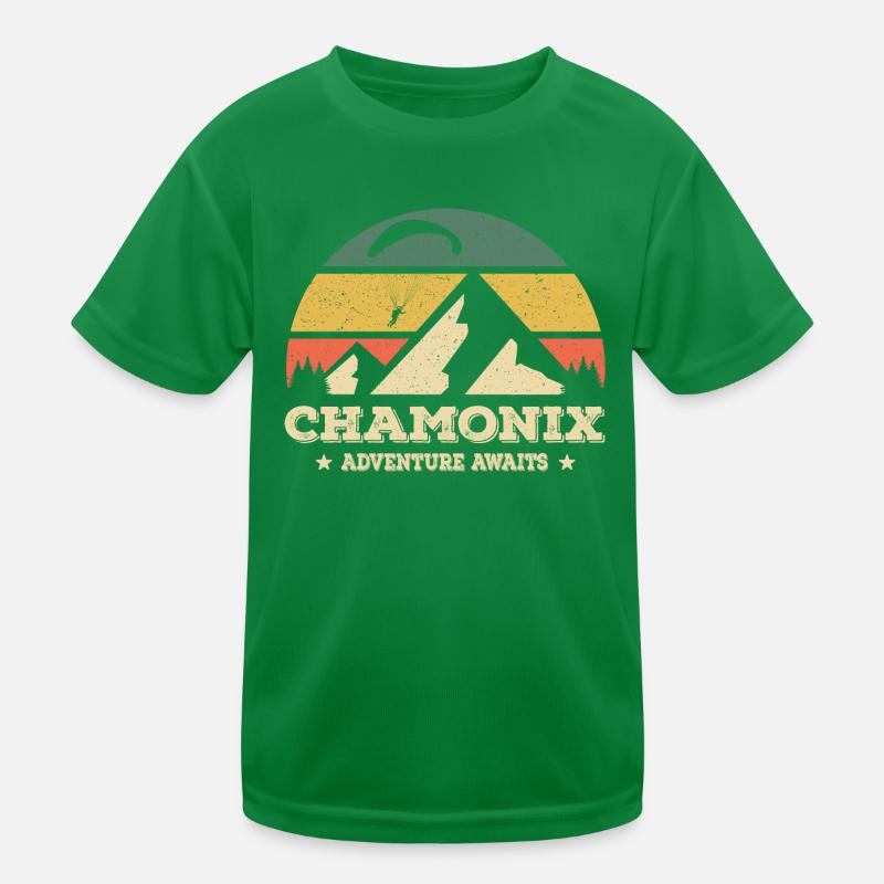 Chamonix Adventure Awaits Paragliding Born To Fly Kinder Funktions-T-Shirt