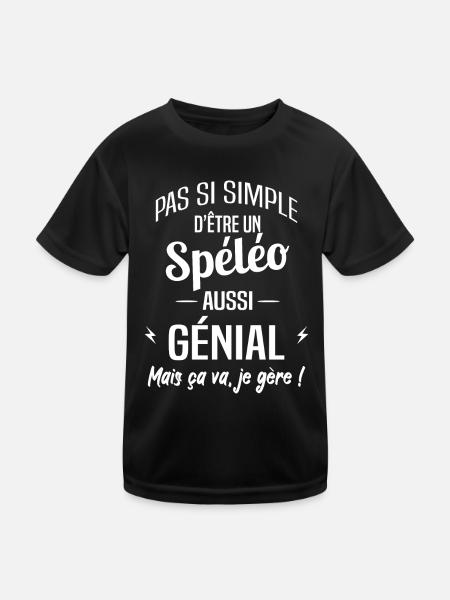 Spéléo - T-shirt sport Enfant - noir - Devant