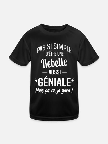 Rebelle - T-shirt sport Enfant - noir - Devant