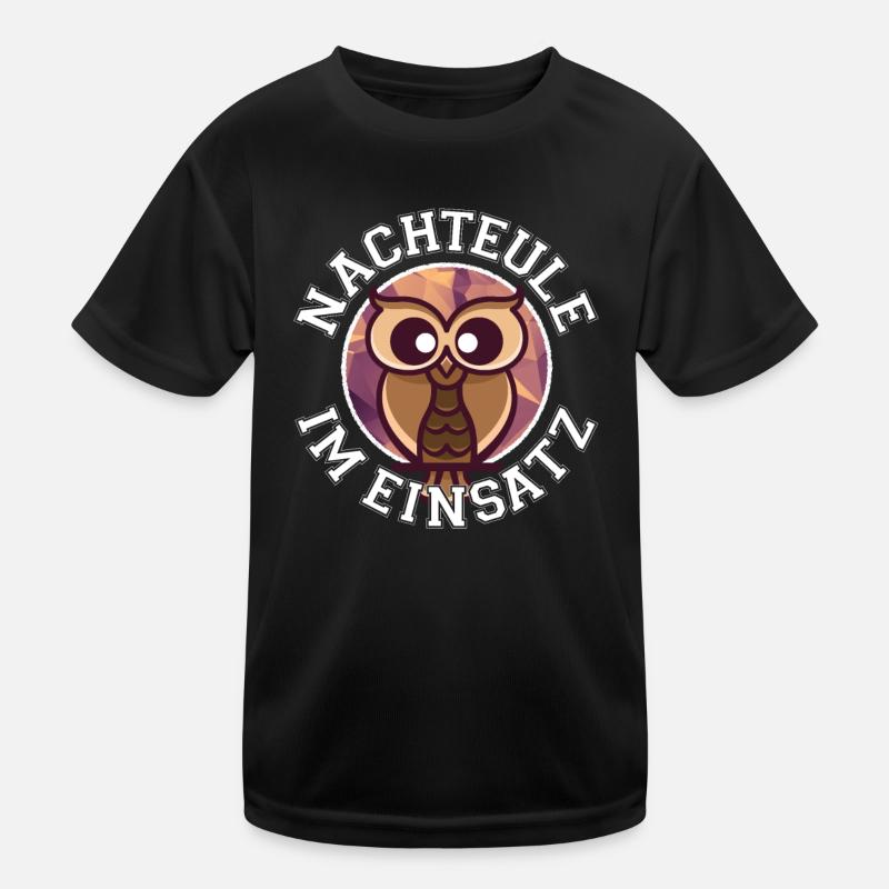 Nachteule im Einsatz Nachtdienst Eule Kinder Funktions-T-Shirt