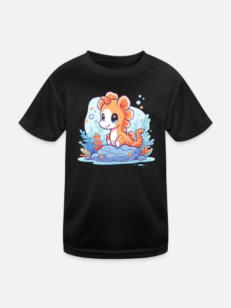 Seepferd Baby - Kinder Funktions-T-Shirt - Schwarz - Vorne