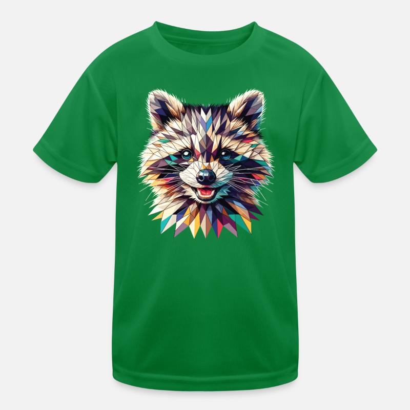 Polygon Waschbär Kunstwerk Kinder Funktions-T-Shirt