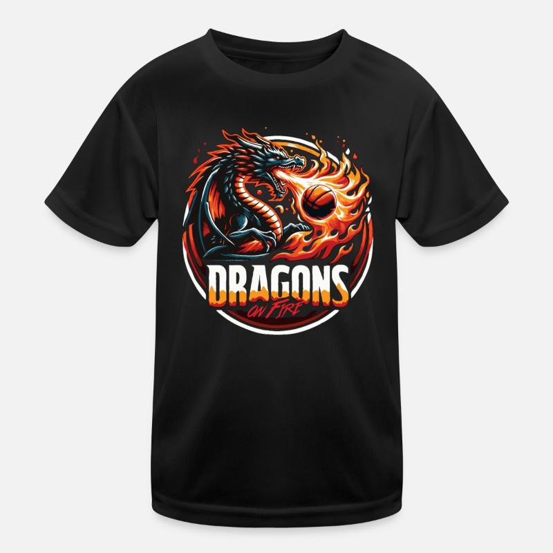 Dragons on Fire Basketball Kinder Funktions-T-Shirt